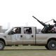 Houthi rebel fighters in a Ford F-350 with ZU-2 twin 14.5-millimeter heavy machine guns.